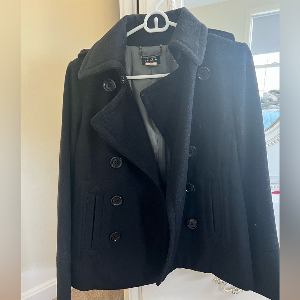 Black JCrew Double Breasted Peacoat Size XS